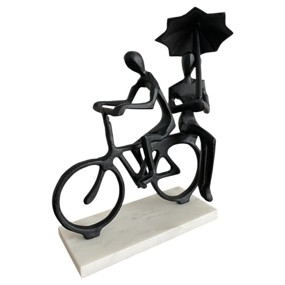 Abstract MCM Cast Iron Couple On Bicycle Sculpture​
